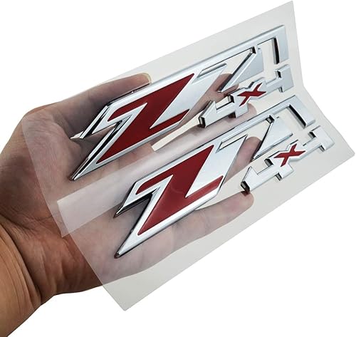 2 emblemas Z71 4x4 compatibles con Silverado Sierra Tahoe (rojo cromado)
