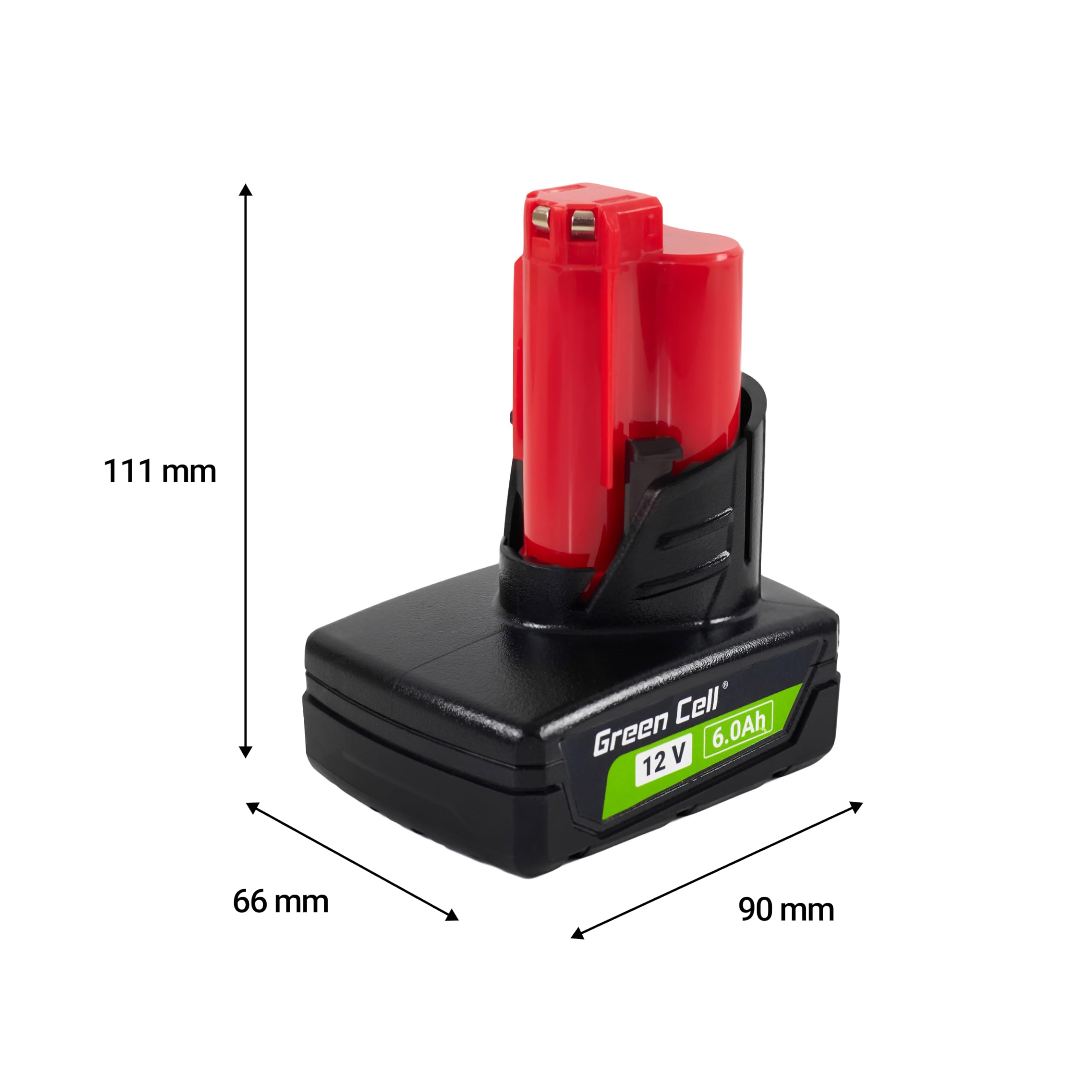 Batteria Green Cell 12V 6Ah Li-Ion per Elettroutensili Milwaukee M12 — Sostituzione di Alta Qualità, Efficiente e Affidabile 4932451388, Alimentazione Duratura