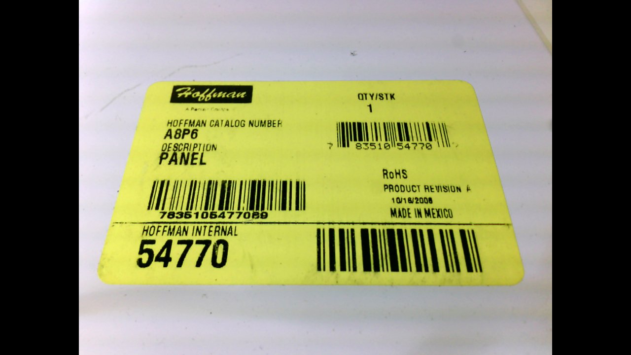 Hoffman A8p6-54770 - White Jic Panel, J Box, 6.75 X 4.88, Steel A8p6-54770  -: Amazon.com: Industrial & Scientific