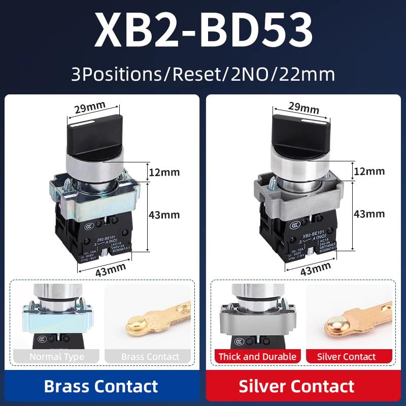 Bouton Rotatif XB2-BD53 pour Commande de Manœuvre Monophasée - 3