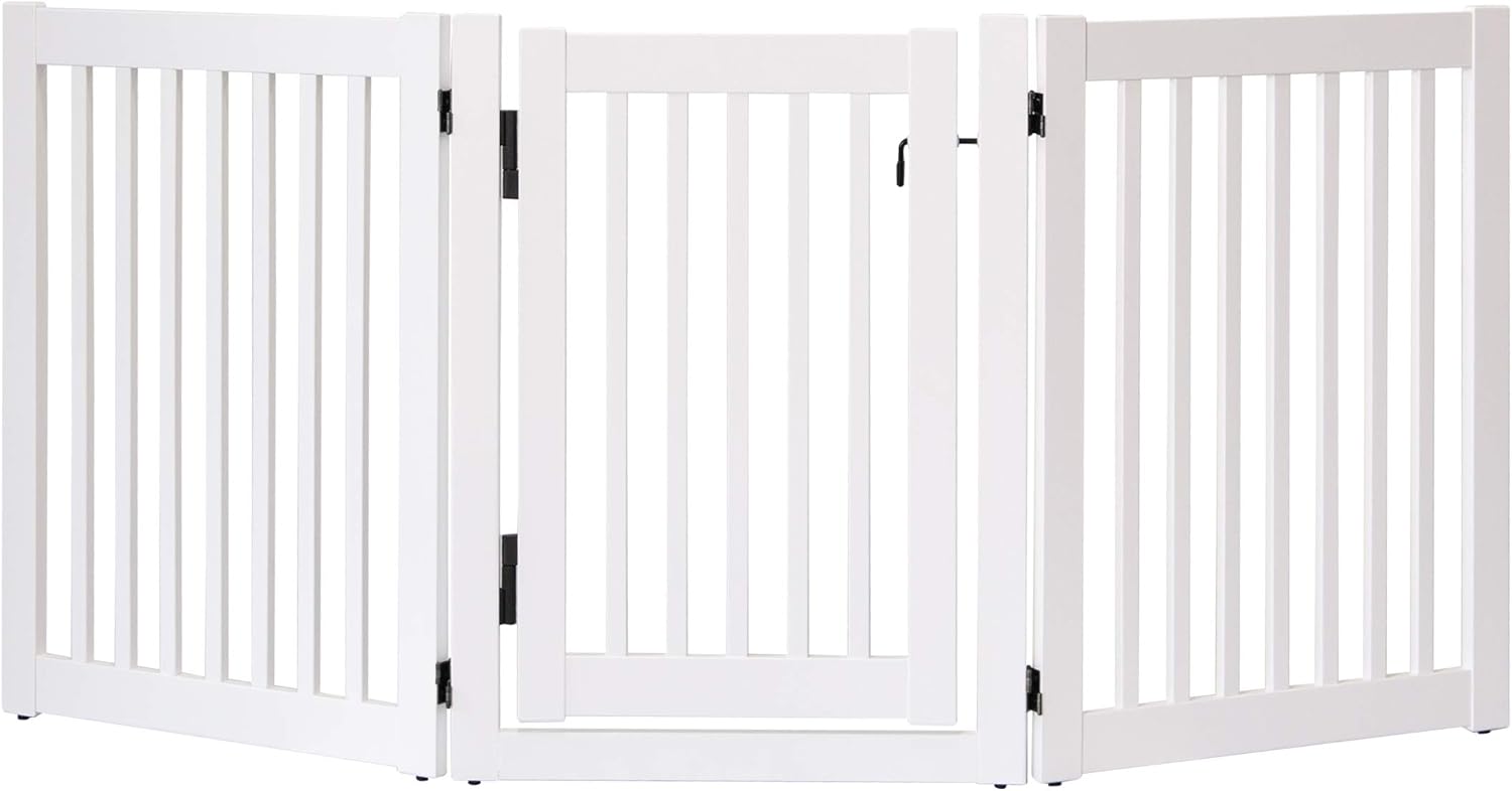 Highlander Series Solid Wood Pet Gates are Handcrafted by Amish Craftsman - 32" High - 3 Panel Walk Through - White