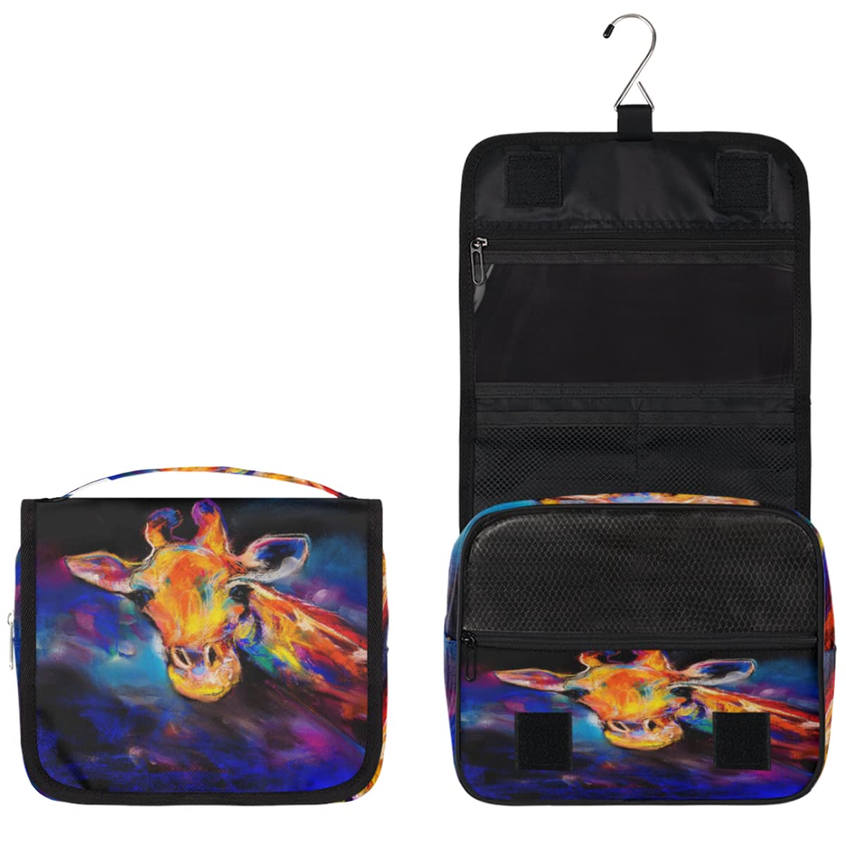 Żyrafa Malarstwo Podróżna Kosmetyczka Żyrafa Mycie Torba Unisex Wiszące przybory toaletowe Kosmetyczka Organizer do makijażu, wielobarwny, Jeden rozmiar