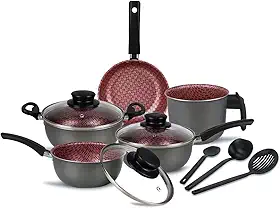 Conjunto Panelas Elegan Prime 8 Peças Grafite com Rosa - Dona Chefa
