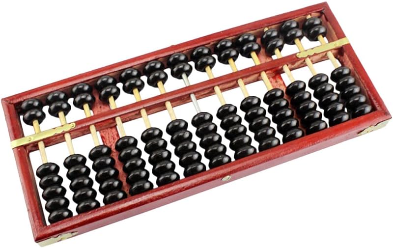 Vintage 13-Column Wood Abacus with 7 Beads for Learning and Adult Math Practice, Retro Wooden Frame Abacus for Early Education and Mental Arithmetic