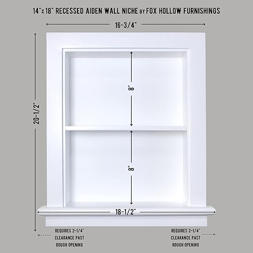Miniatura 2 de Fox Hollow Furnishings Aiden - Botiquín de repuesto de pared empotrada de 14 x 18 pulgadas, estante de inserción de gabinete de baño, fabricado en