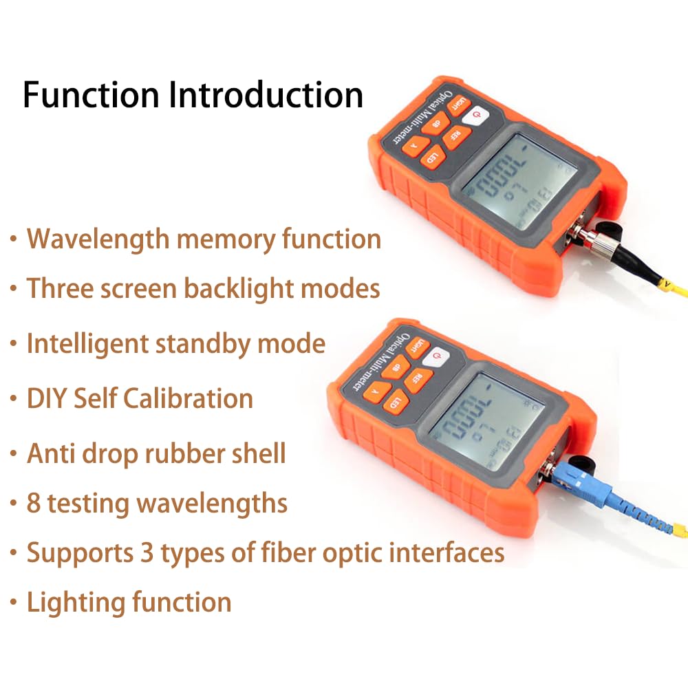 Misuratore di potenza in fibra ottica FTTH -70 dBm a +6 dBm, Tester cavo portatile FC/SC/ST interfaccia universale, 8 lunghezze d'onda