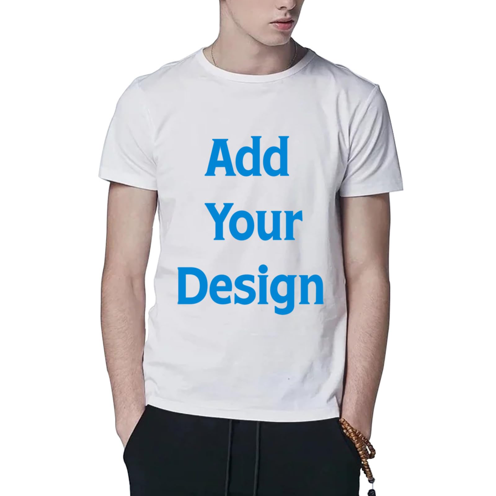 Men's Short Sleeve Create Your Own Custom Personalised Mens T Shirt Your Logo White