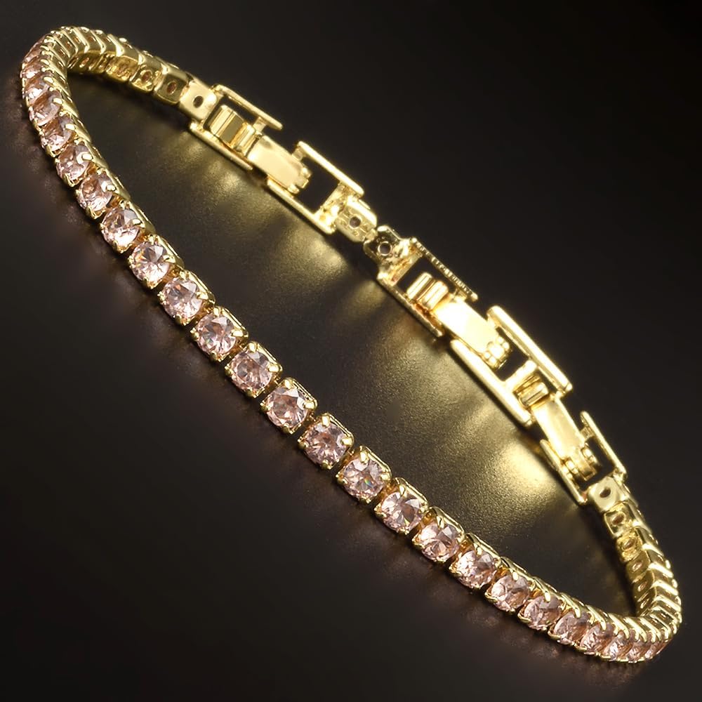 RIZILIA Not-Your-Basic Minimalist to Statement Tennis Bracelet for Women - Round/Marquise/Princess Gemstone CZ in Multi Colors, 14K Gold Plated, 6.5" Base with 0.5"/1" Extenders to 7-7.5", Gift Boxed - Image 2