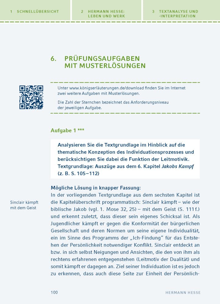 Demian von Hermann Hesse: Textanalyse und Interpretation mit ausführlicher Inhaltsangabe und Abituraufgaben mit Lösungen (Königs Erläuterungen und Materialien, Band 464)