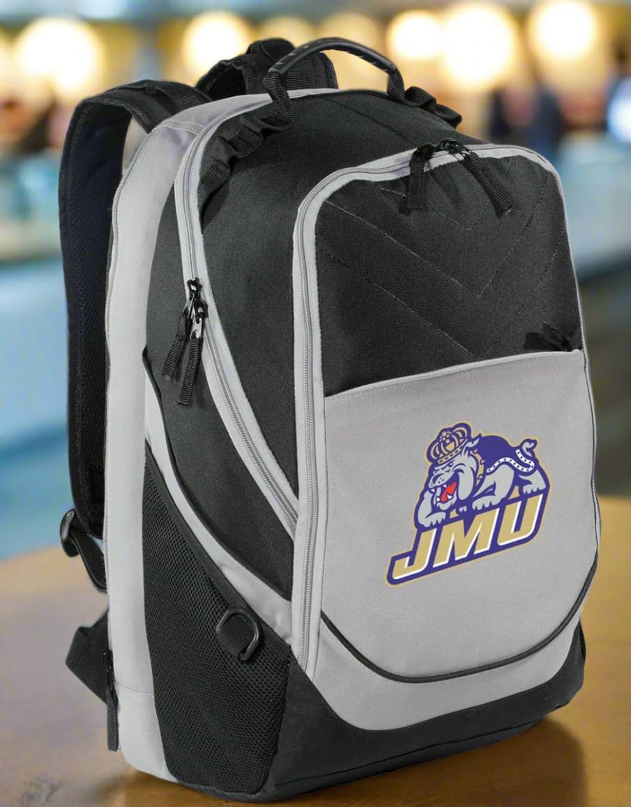 Broad Bay James Madison University Backpack JMU Laptop Computer Bag (Black & Gray) - Image 3
