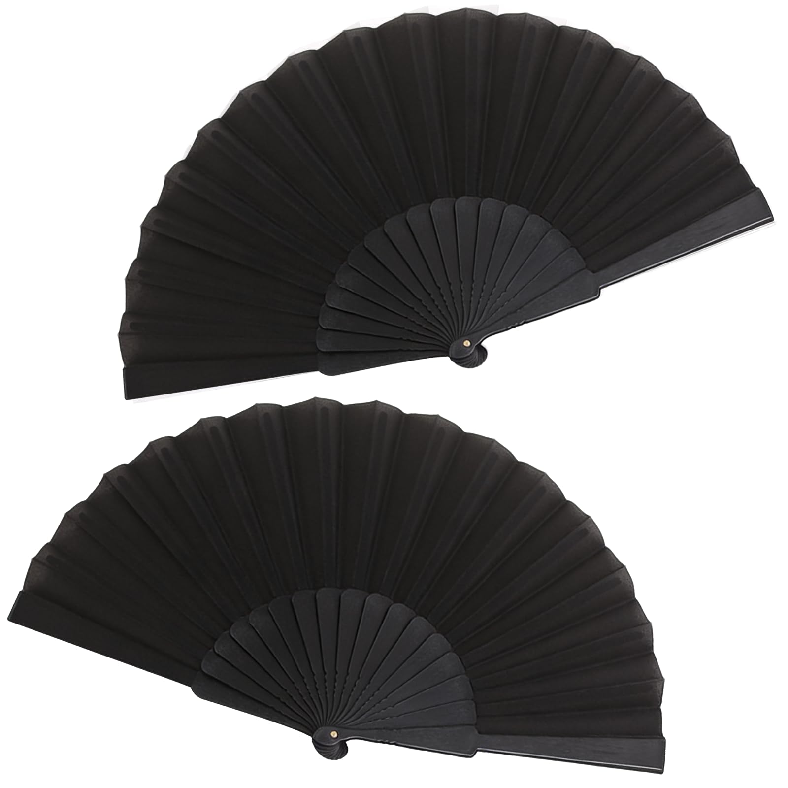 Gkhlg 2 Pack Folding Hand Fan Chinese Style Spanish Style Lightweight Nylon Fabric for Women Girls Dance Wedding Party Cosplay Carnival Stage Decoration (Black)