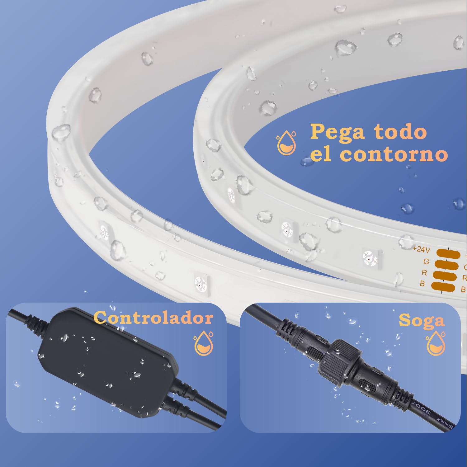 Lichaser 50M IP67 RGB+IC Tira LED Exterior Impermeable DIY, Seguimiento, Segmentación de Tiras LED con Aplicación BT y Control Remoto RF Para uso en Exteriores