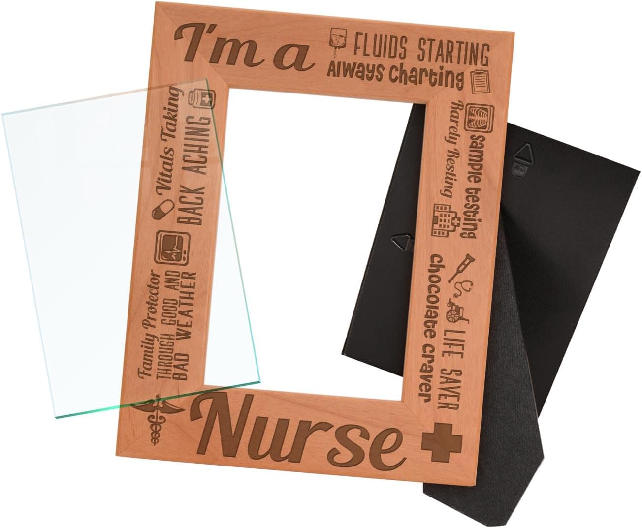 ThisWear Nurse Appreciation Gift I am a Nurse Poem Natural Wood Engraved 4x6 Portrait Picture Frame Wood