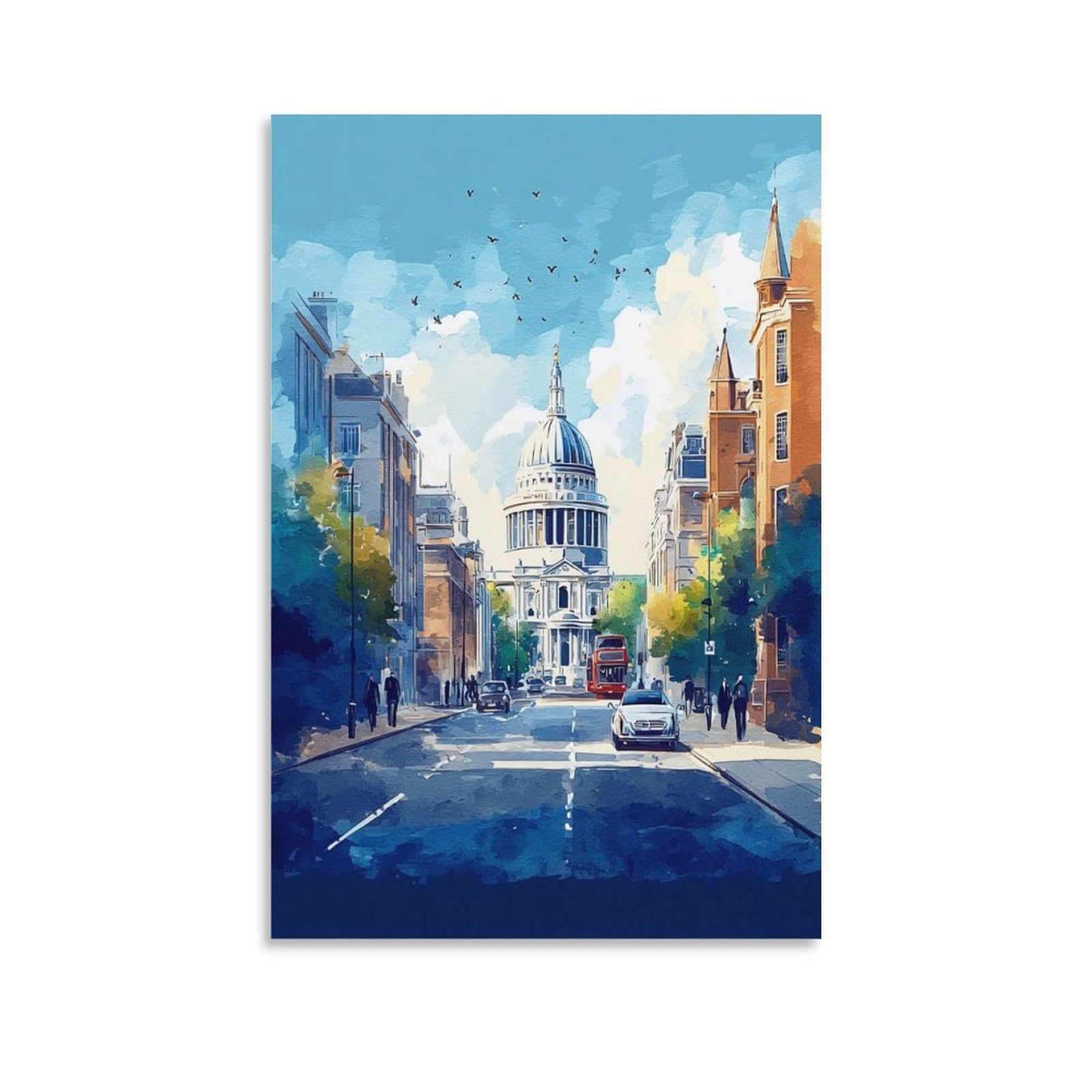 CTZIKWW Belfast Northern Ireland 08x12inch(20x30cm) Vintage Watercolor Canvas Wall Art