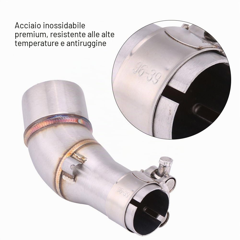 Qiilu Tubo di scarico intermedio del motociclo Slittamento Su Scarico Medio Collegamento Tubo Adattatore per R25 R3 2013-2016