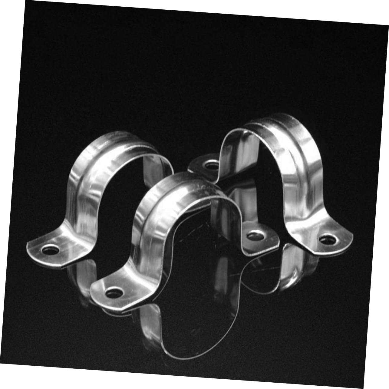 VICASKY 10Pcs U Shaped Stainless Steel Pipe Strap Clamp Kit Double Hole Tension Clips for Secure Pipe Mounting and Easy Installation Durable Tube Fixing