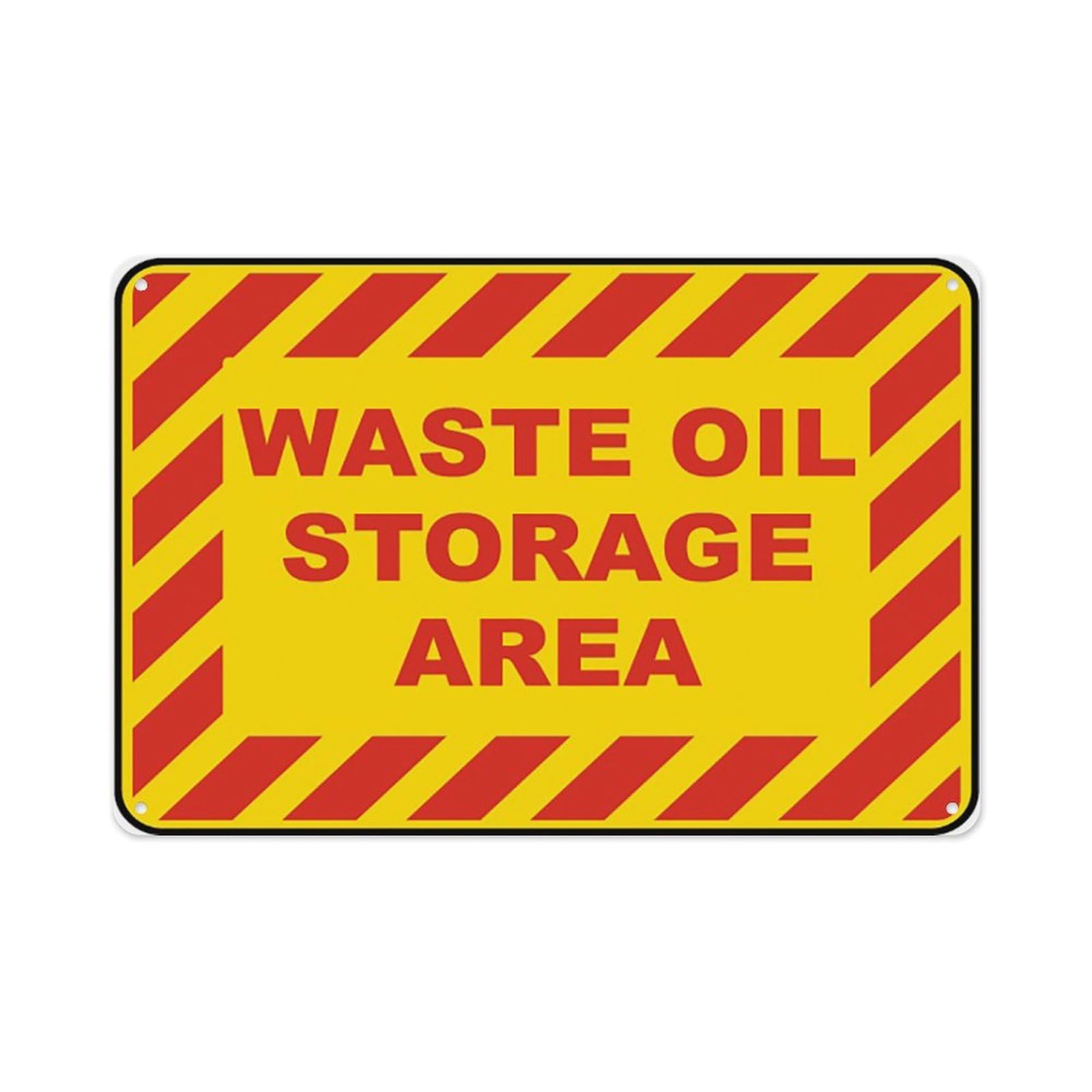 peiyeety Waste Oil Storage Area Sign Aluminum Tin Warning Signs For Home Outdoor Garden 8X12 Inches