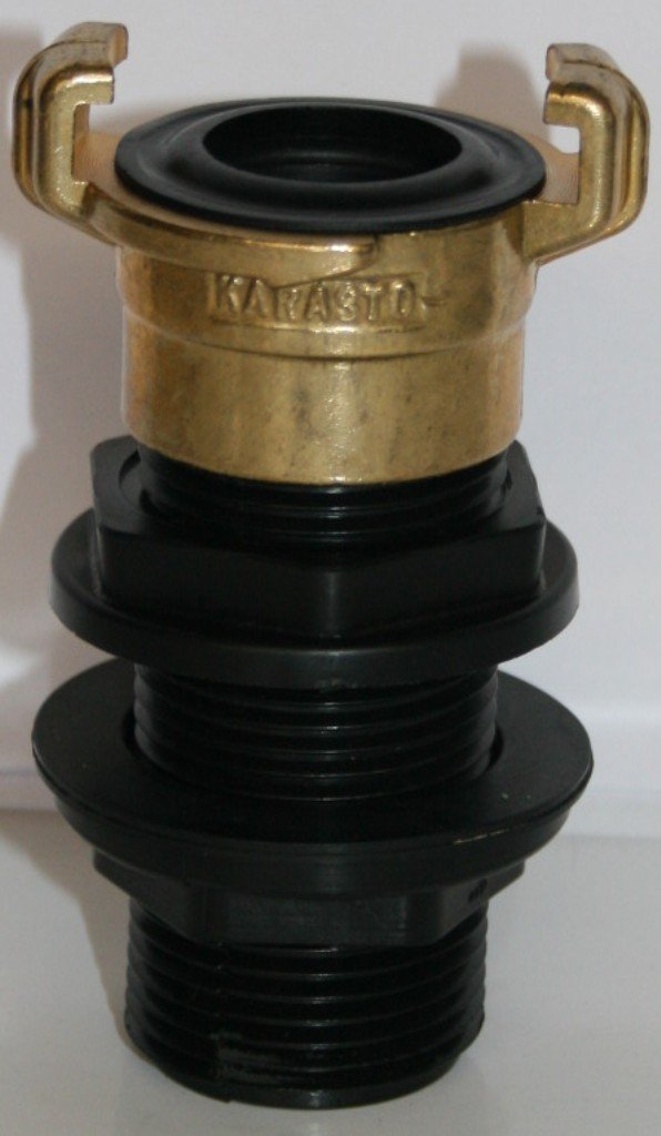 AMTDVN_100 tank implementing with union nut 1” + GEKA brass coupling IT 1”, IBC containers, accessories, garden, vats, rainwater tanks, adapters, fitting, cans, cistern, ton