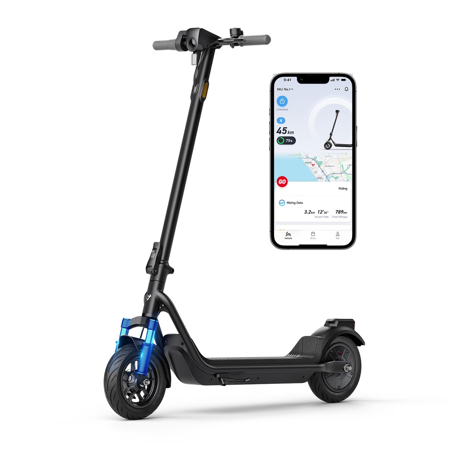 NIU 100P/100F/300P/300X Electric Scooter Adult - E Scooter with Suspension, 600-1000W Peak Power, 18-37.3 Miles Max Range, Top Speed 17.4-23.6MPH, Commuting E-Scooter