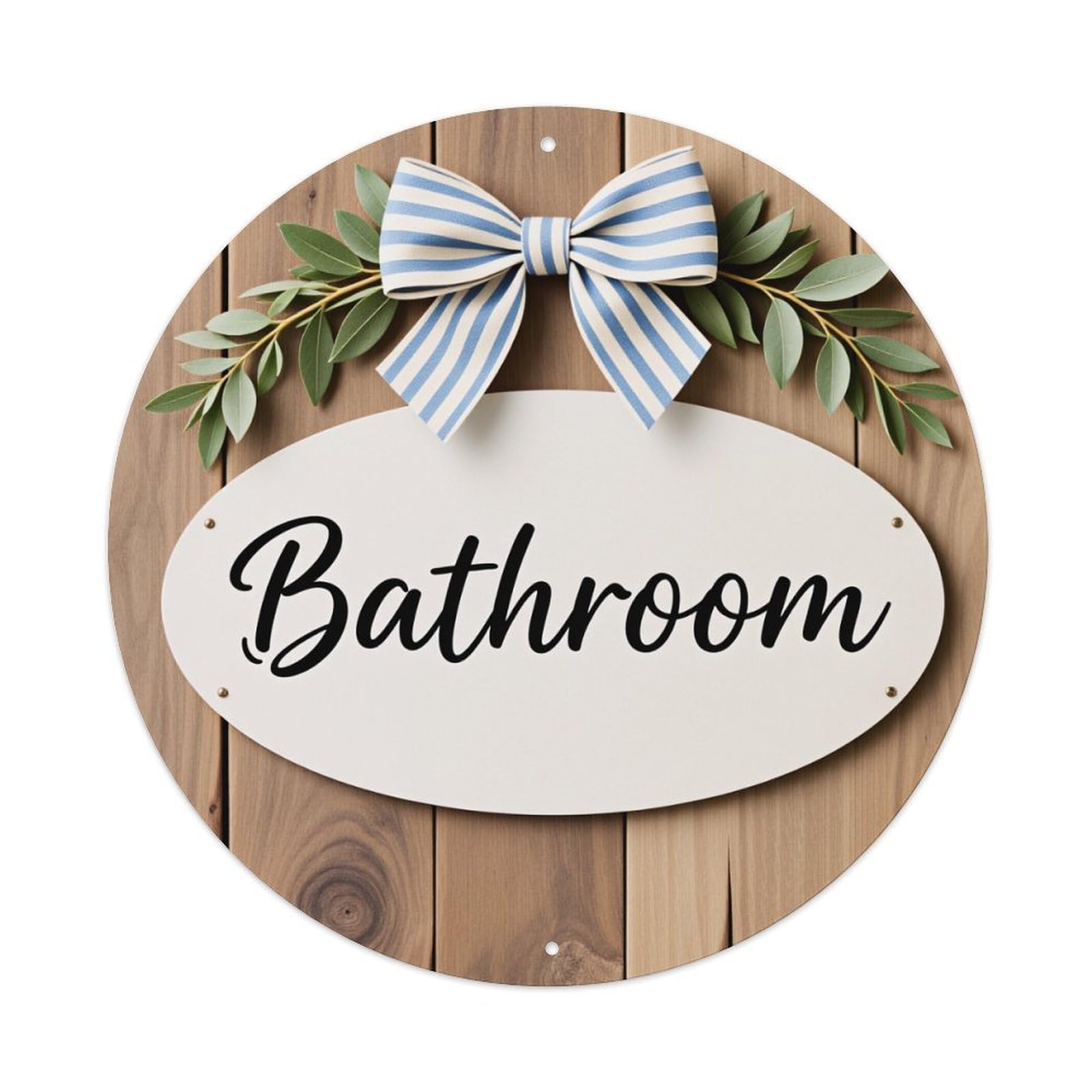 Blue And White Striped Bow Round Tin Sign Vintage Style Metal Sign Home Bar Garden Wall Plaque Decor Metal Poster 8x8 Inch