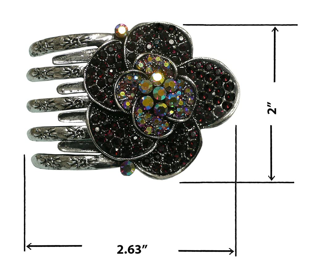 Set of 3 JCGY Hair Slide Crystal Sparkled Metal Hair Clamp 5A86104-1-3jetAmeCrys