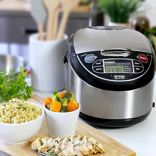 Miniatura 6 de Olla arrocera y calentador Tiger Corporation controlado por microordenador de 55 tazas con funciones 4 en 1 55 tazas Negro