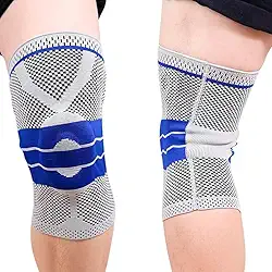 Joelheira de Compressão com Strap, Suporte para Academia, Musculação, Corrida, Jiu Jitsu e Esportes, Tamanho (Médio)