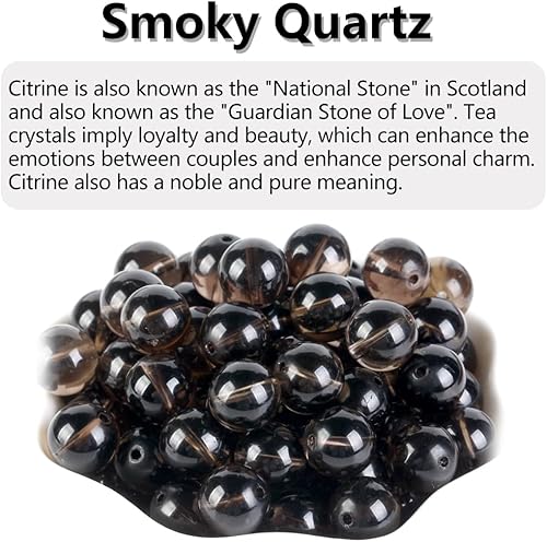 Miniatura 2 de 100 cuentas redondas sueltas de cuarzo ahumado natural de 0.315 pulgadas para hacer joyas, collares, pulseras