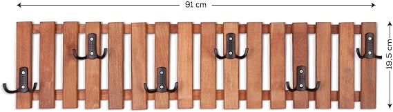 Ahşap Duvar Ve Kapı Askısı Elbise Askılık Düz Model 6 Askılı
