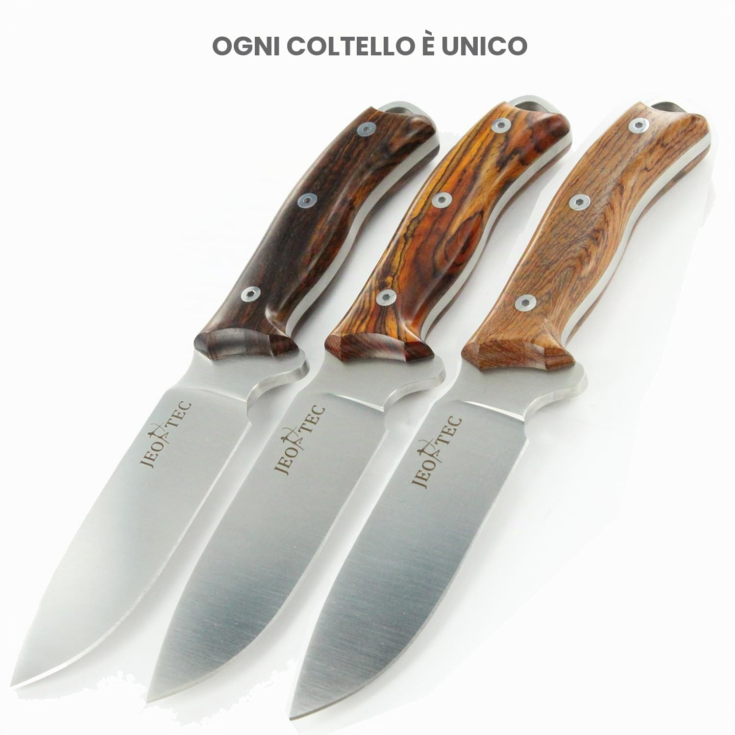 JEO-TEC Nº7 Coltello da Caccia, Outdoor, Bushcraft, Campeggio - Lama in acciaio inox BOHLER N690C - Custodia multi-posizionale - Fatto a mano in Spagna