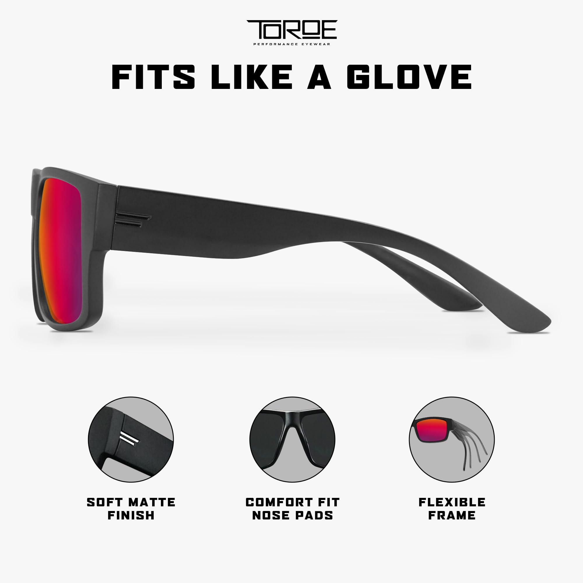 TOROE Z87+ Polarized Safety Sunglasses Matte Black TR90 Frame, ANSI Rated Lens: Matte Black | Black Emblem | Fuze