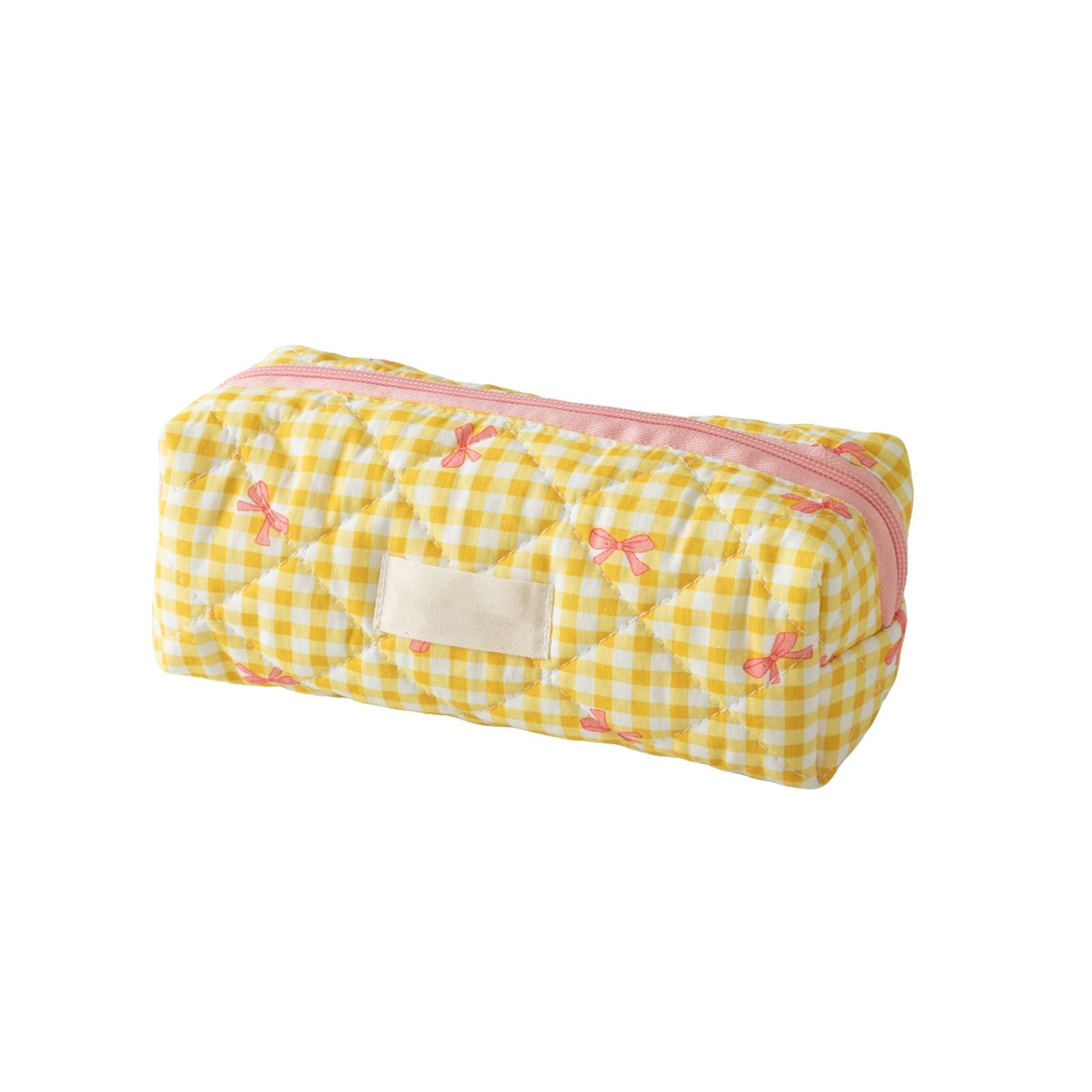 Bow Pencil Case,Large Capacity Pencil Case for Girls, Cute Pencil Pouch Aesthetic Stationery Pen Bag Secondary School Essentials Supplies for Teen Girls Preppy (Yellow)