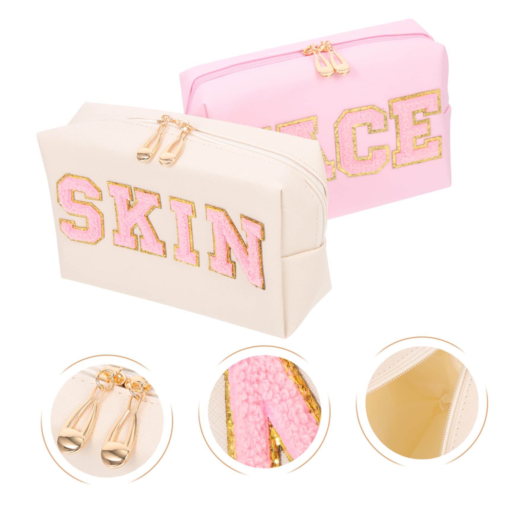 2 Pezzi Beauty Case Donna in Pu, Portatrucco e Portatile, Borsa Organizzatore per Viaggio e Vacanza
