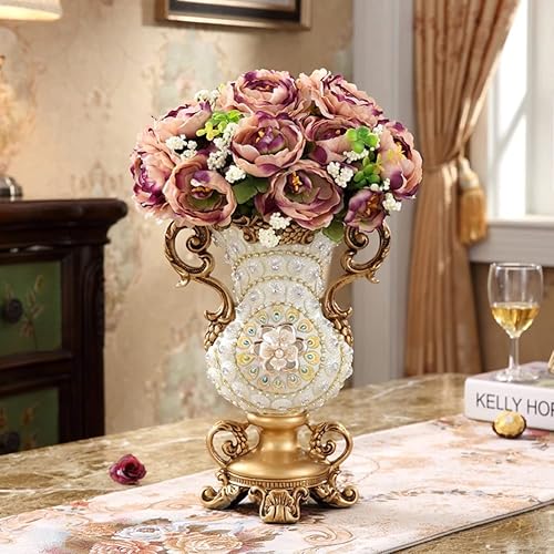 Miniatura 3 de Jarrones de flores grandes elegantes para mesa de cocina, comedor, sala de estar, decoración del hogar, flores europeas retro altas de resina