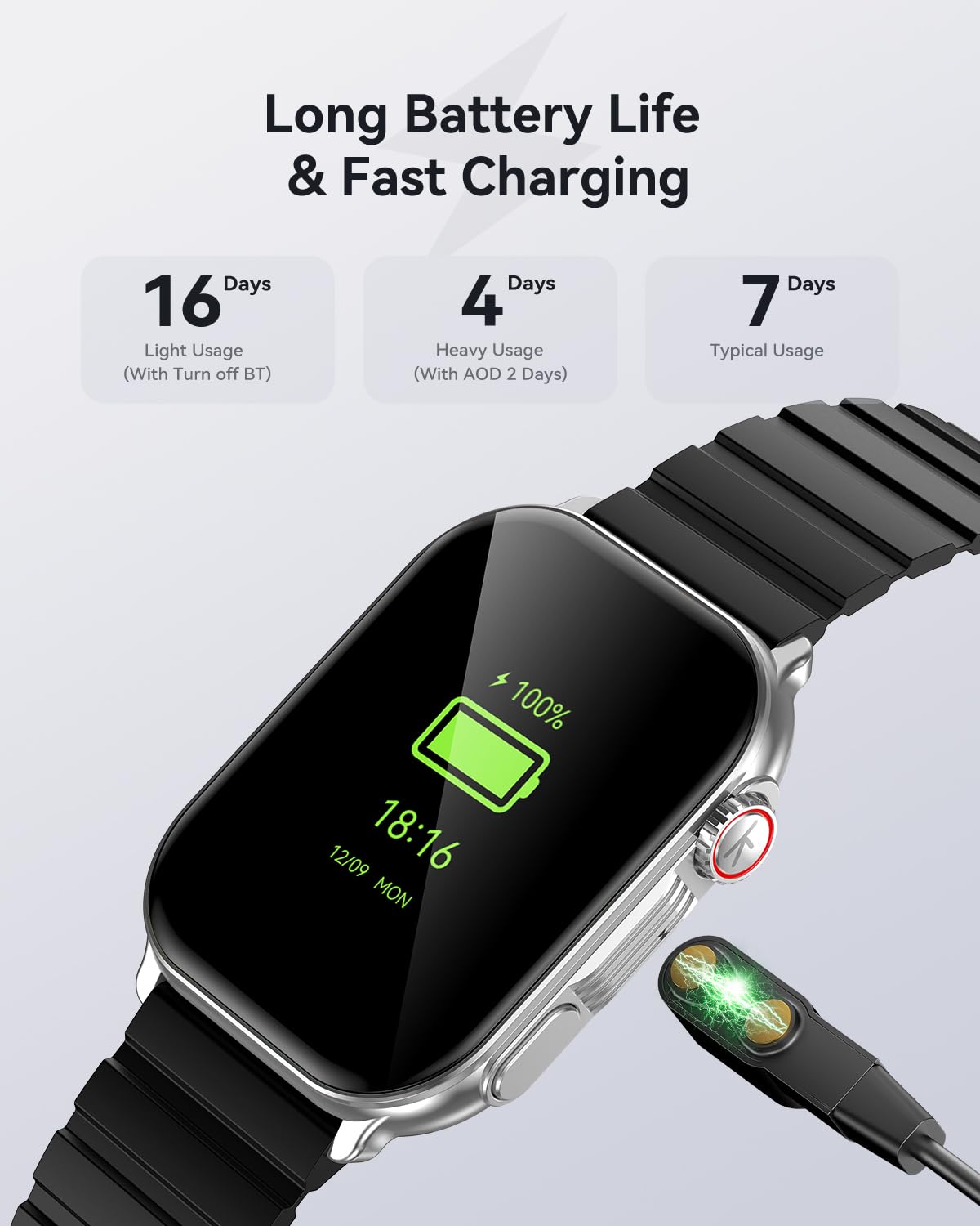 Kieslect Smart Watch S1 charging with magnetic cable