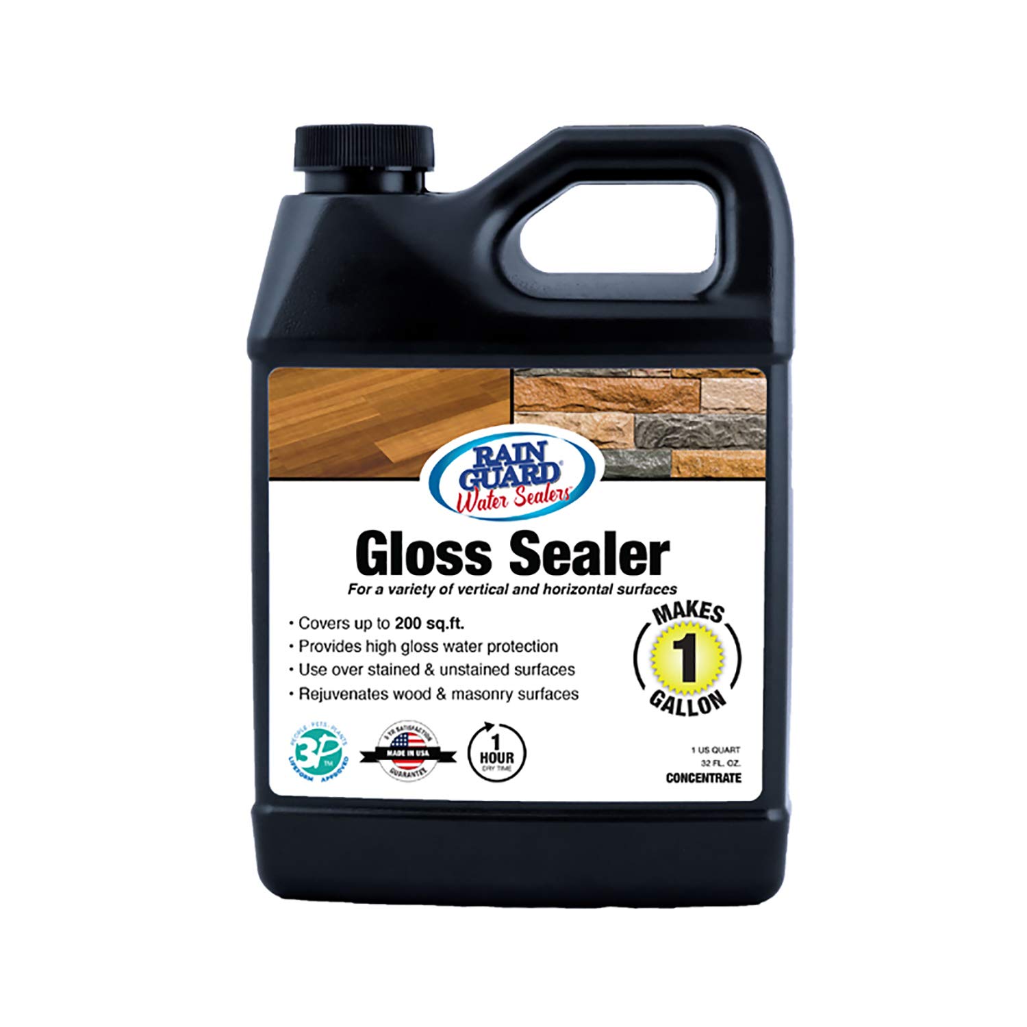 RainguardSP-1102 32 Oz Concentrate (Makes 1 Gallon) Premium Grade High Gloss Sealer for Wood and Masonry Water Protection