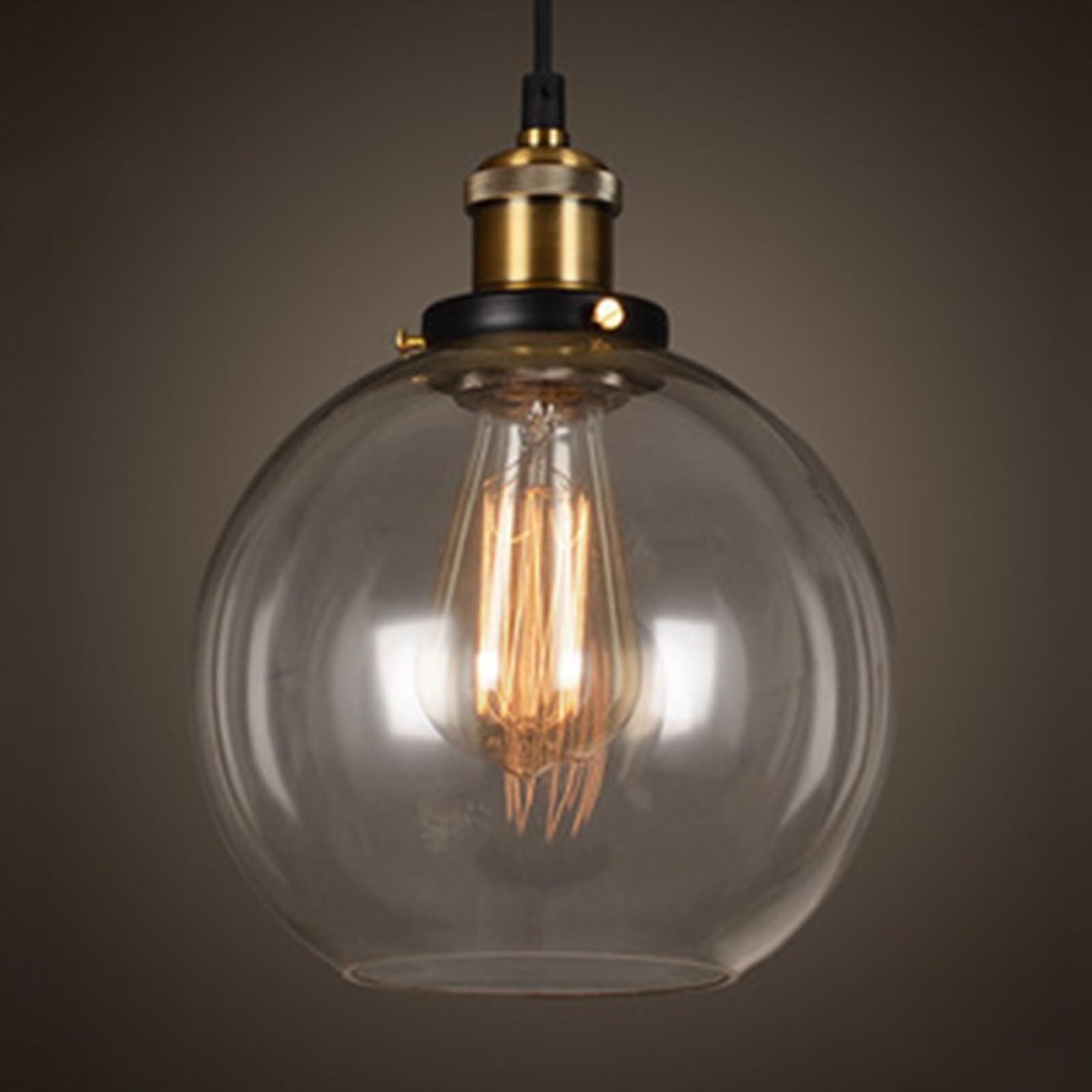 SYAXVOM Vintage Industrial Glass Pendant Lamp E27, Ceiling Chandelier with Shade, Lighting for Bedroom, Living Room, Restaurant and Loft(Modello C- Trasparente)