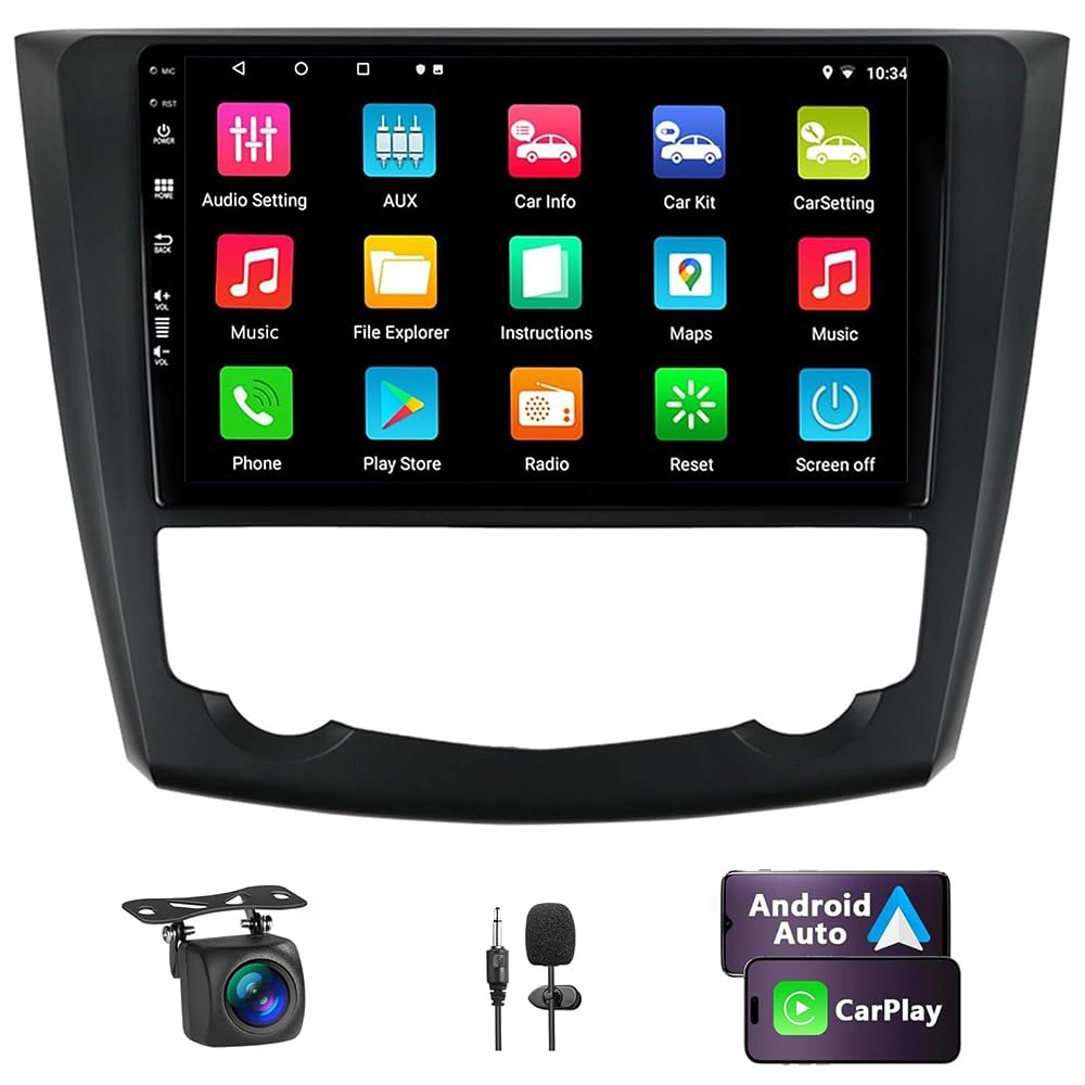 Android 14 Radio samochodowe do Renault Kadjar 2015-2019 Wireless Carplay Android Auto 9"Touchscreen Podwójny Din Radio for Renault Kadjar Head Unit GPS Navi Bluetooth FM/RDS AHD Rückfahrkamera 2+32G