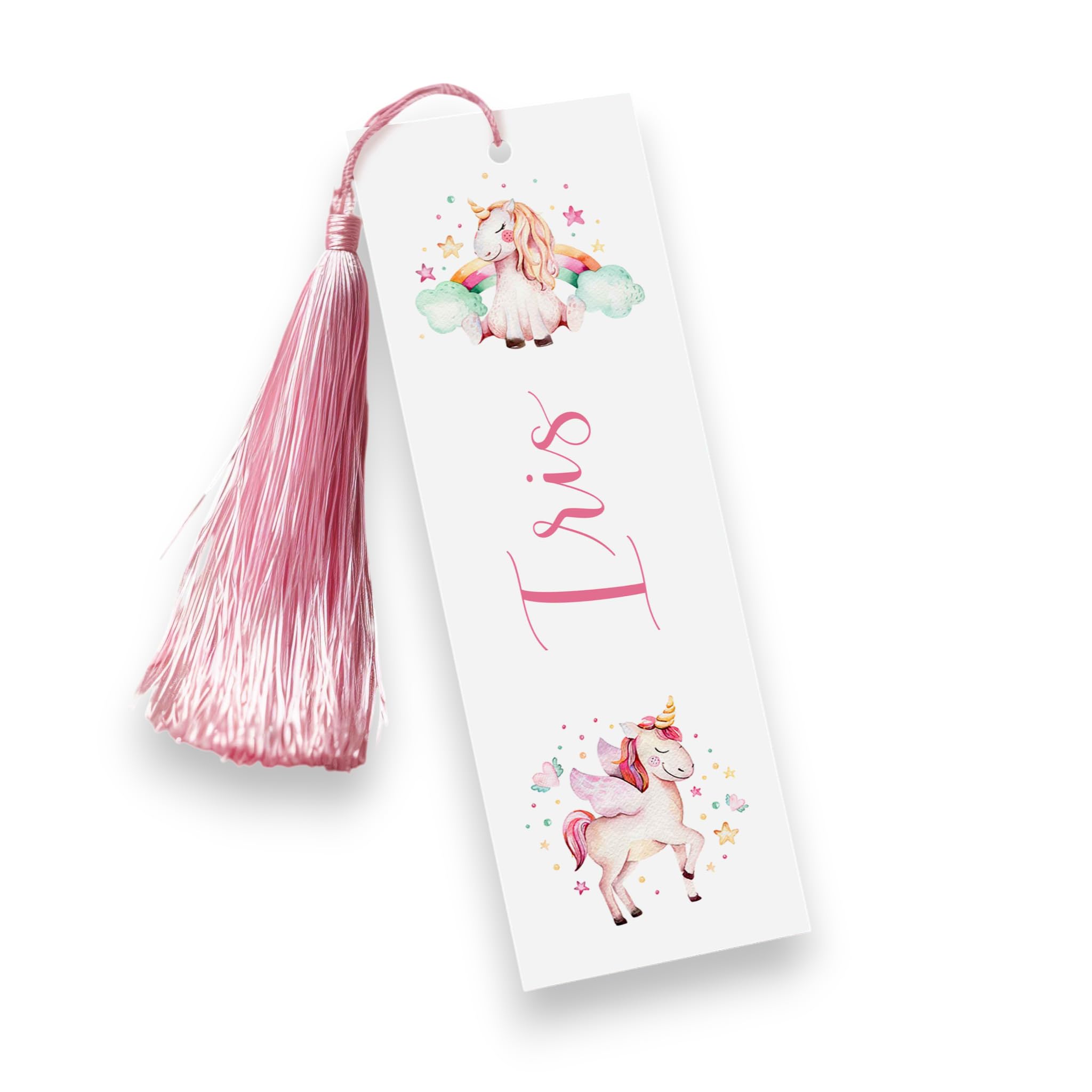 Paper Amor Personalised Bookmark Unicorn, Cute Unicorn Bookmarks for Girls, Kids Bookmarks Girls, Personalized Bookmark Child, Book Lover Gifts for Girls Birthday, WITH TASSEL