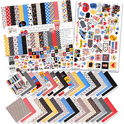 Miss Kate Cuttables Paper & Sticker Kit - Best Day Ever for Disney - 17 Double-Sided 12x12 Papers with 33 Designs & 1 8X12 Sticker Sheet - Scrapbooking Card Making Crafting