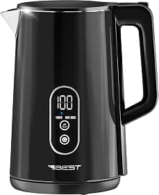 BEST Chaleira Elétrica Digital 2L, Preto, Aço Inoxidável, 1500W, Display Digital com 3 Modos, Função Manter Aquecido, 220V
