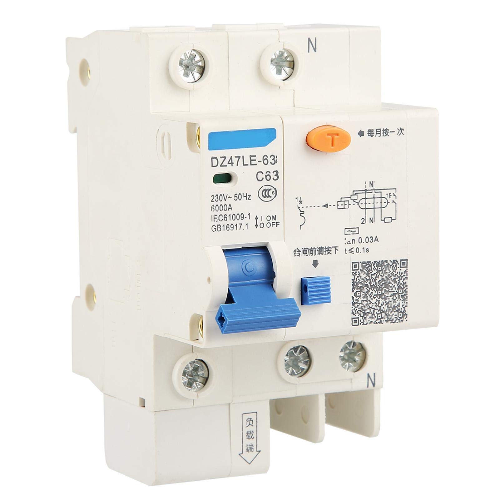 ELBME 230V RCCB, Overload Protection Residual Current Circuit Breaker, 63A Small Space Occupation for Rural Network Transformation Engineering Construction 4Ka-image-11