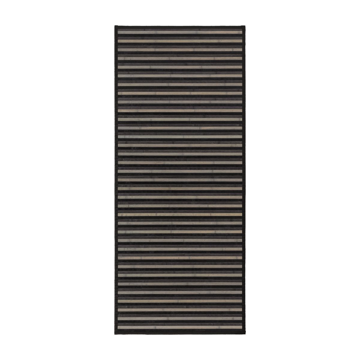 LOLAhome Alfombra de bambú, Antideslizante, Antimanchas, Resistente a la Humedad, para Salón, Dormitorio, Cocina, Baño, Pasillo, Garaje- “Negro y Gris” de “175x75 cm