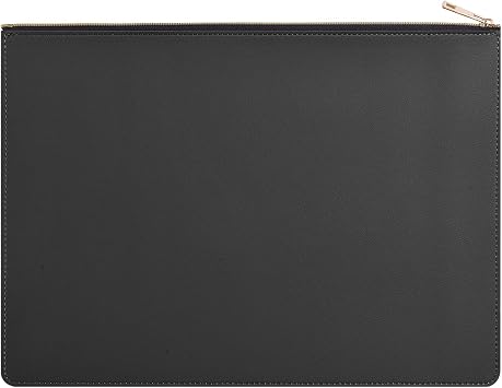 PU Leather A4 File Folder Zipper Document Holder Envelope Folder Case for Receipt Contract 1, Black