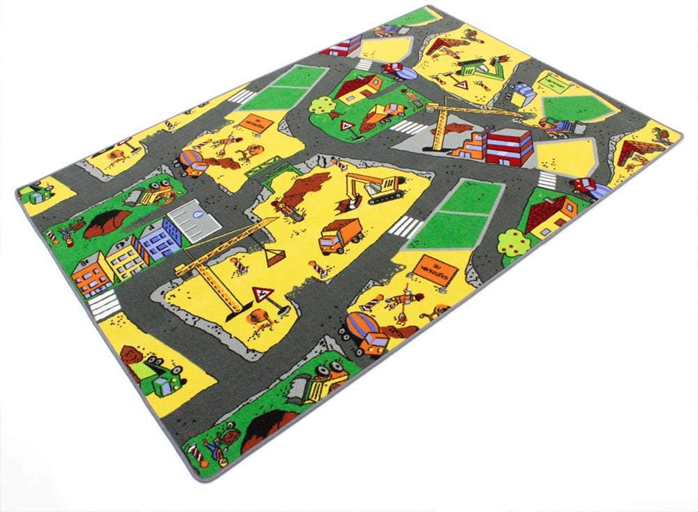 HEVO construction site yellow Children's Play Mat | Playroom Rug | Learning Carpet 200x400 cm