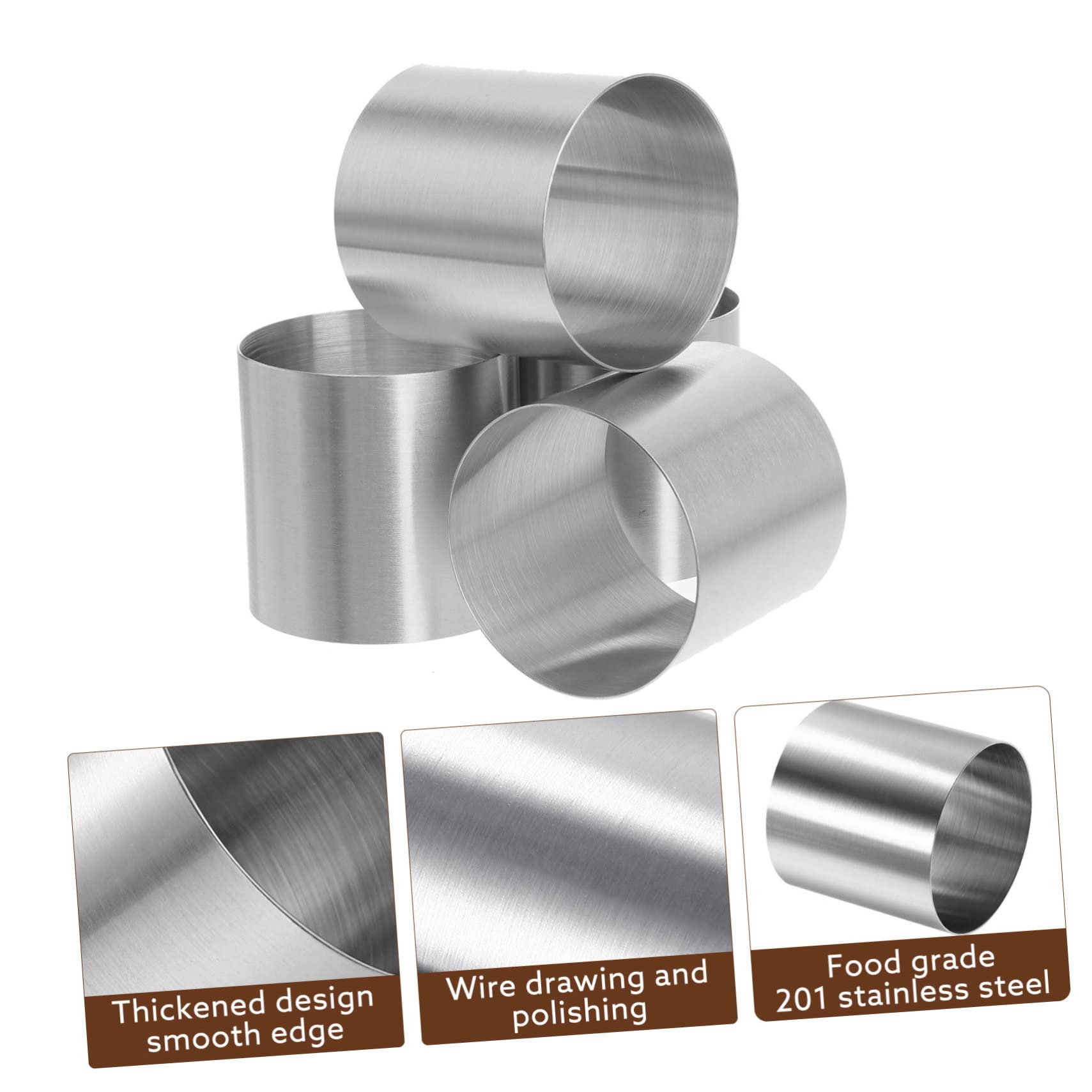 Mipcase Set De 8 Moldes Redondos Para Mousse y Pasteles, Acero Inoxidable Acabado Antihuellas, Fáciles De Limpiar y Desmoldar, Para Reposteros Amateurs