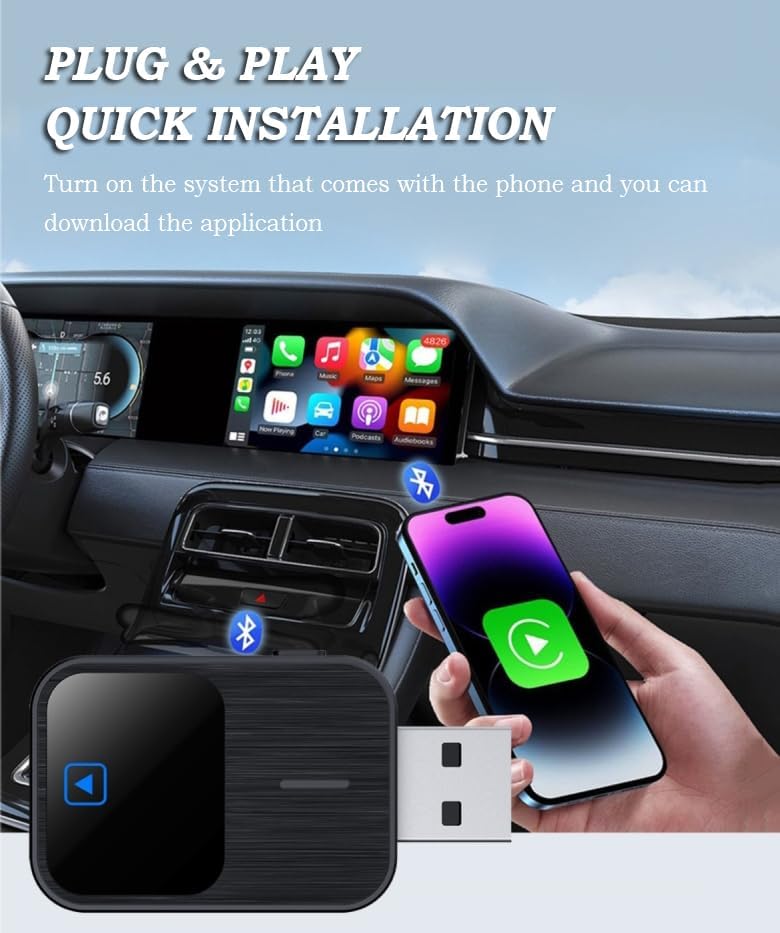 Adattatore CarPlay Wireless Per Land Rover Discovery Sport 2015-2024 – Plug And Play, Connette IPhone Senza Cavi, Compatto