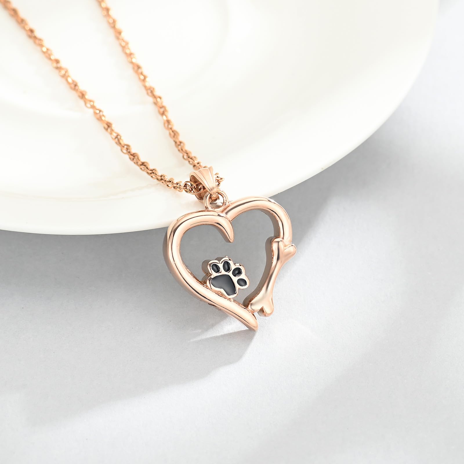 JewelryWe Urn-sieradenset – 3 Delig Met Hartje, Pootafdruk En Sleutelhanger, Roestvrij Staal – Voor Hond Of Kat