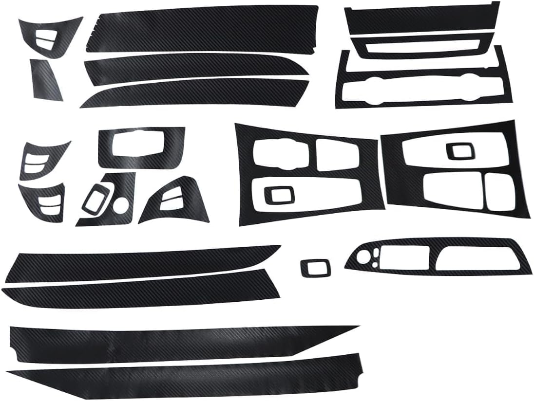 GXARTS Black 3D Carbon Fiber Car Interior Decor Kits Trim Sticker Compatible with BMW X5 E70 X6 E71 2008 2009 2010 2011 2012 2013 2014