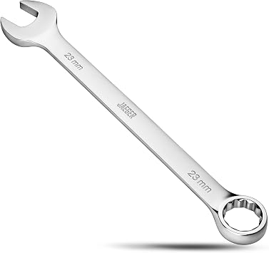 Jaeger 23mm Combination Wrench with 15 Offset Box End Heavy-Duty Metric Wrench with 12-Point Box End, Automotive, Construction, and Mechanical Applications